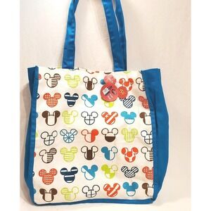 Disney Kohl's Cares Tote Bag Mickey Mouse 12x12x5 Cloth Tote Blue Teal Red White